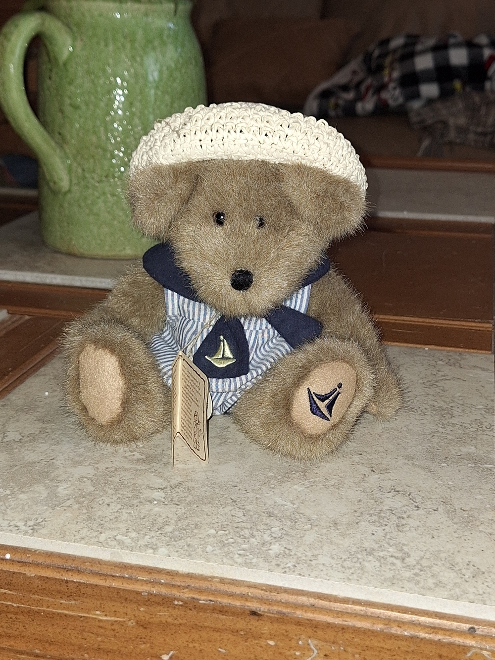 Boyds Plush Bear with Cream Hat and Navy Sailor Outfit Marina Yachtley